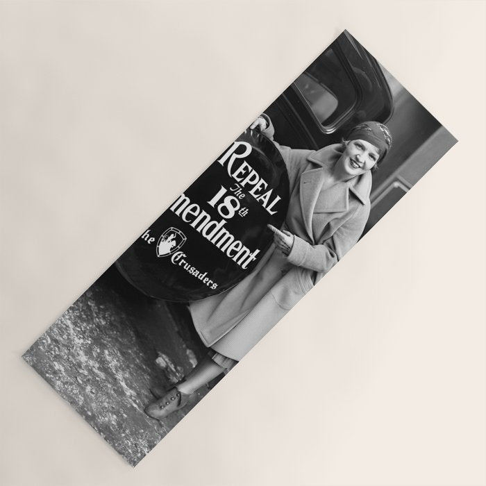 Roaring twenties repeal alcoholic prohibition volstad 18th amendment act flapper protest black and white vintage photograph - photography - photographs Yoga Mat Gallery Image 1