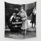 Roaring twenties repeal alcoholic prohibition volstad 18th amendment act flapper protest black and white vintage photograph - photography - photographs Wall Tapestry Gallery Image 4