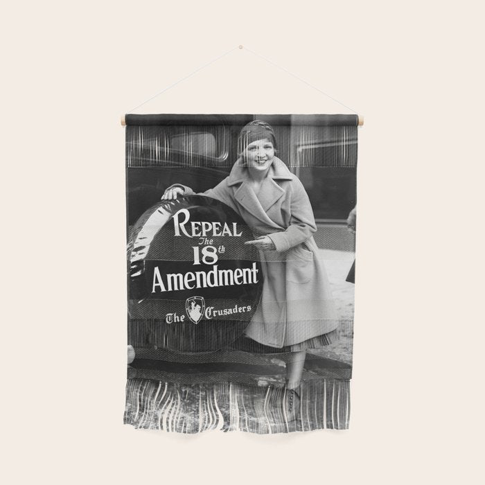 Roaring twenties repeal alcoholic prohibition volstad 18th amendment act flapper protest black and white vintage photograph - photography - photographs Wall Hanging Gallery Image 1