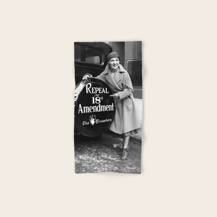 Roaring twenties repeal alcoholic prohibition volstad 18th amendment act flapper protest black and white vintage photograph - photography - photographs Bath Towel Gallery Image 1