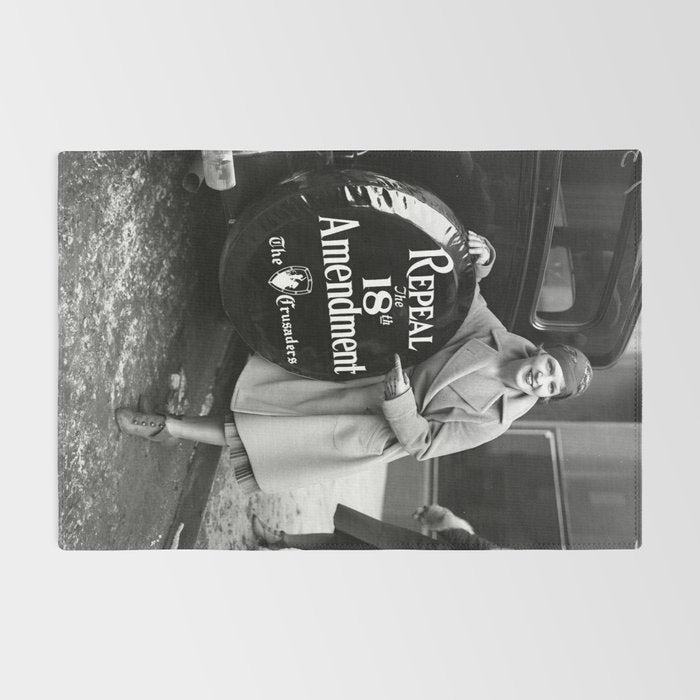 Roaring twenties repeal alcoholic prohibition volstad 18th amendment act flapper protest black and white vintage photograph - photography - photographs Rug Gallery Image 2