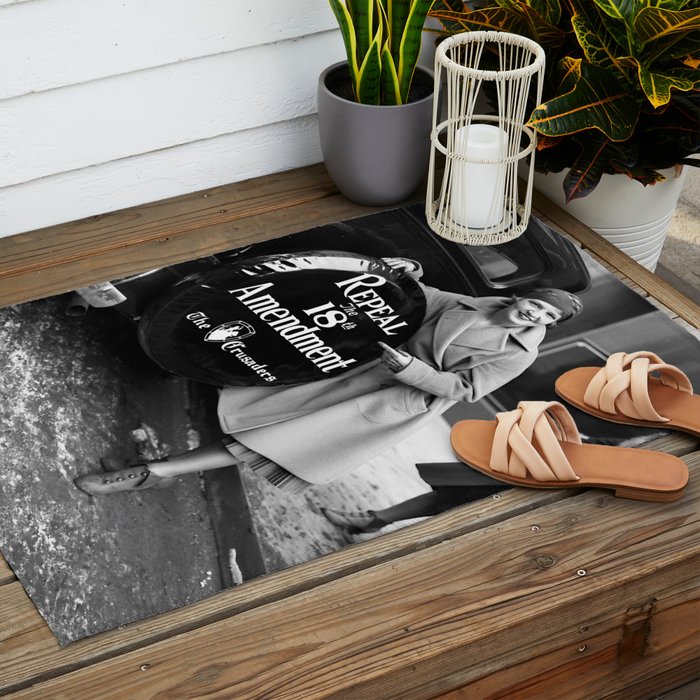 Roaring twenties repeal alcoholic prohibition volstad 18th amendment act flapper protest black and white vintage photograph - photography - photographs Outdoor Rug Gallery Image 2