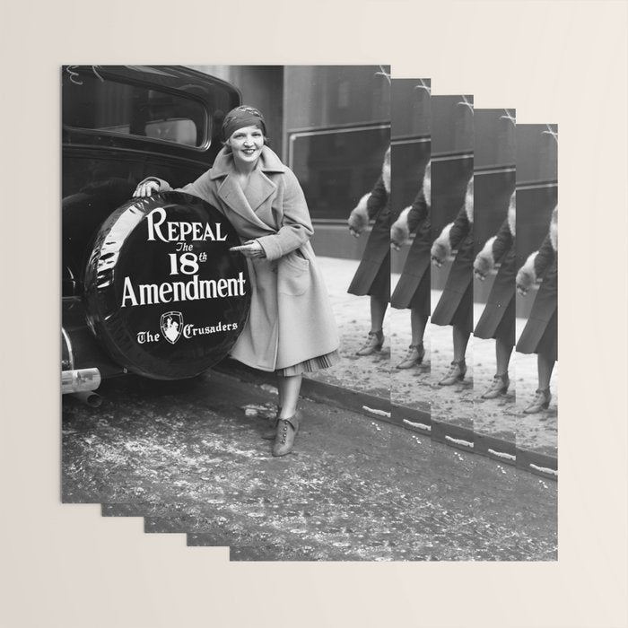 Roaring twenties repeal alcoholic prohibition volstad 18th amendment act flapper protest black and white vintage photograph - photography - photographs Wrapping Paper Gallery Image 3