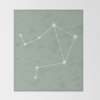 Libra Zodiac Star Constellation Line Art Soft Sage Throw Blanket Gallery Image 2