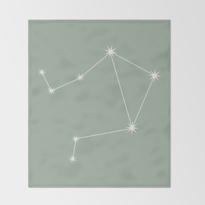 Libra Zodiac Star Constellation Line Art Soft Sage Throw Blanket Gallery Image 2
