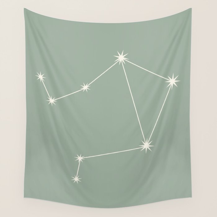 Libra Zodiac Star Constellation Line Art Soft Sage Wall Tapestry Gallery Image 4