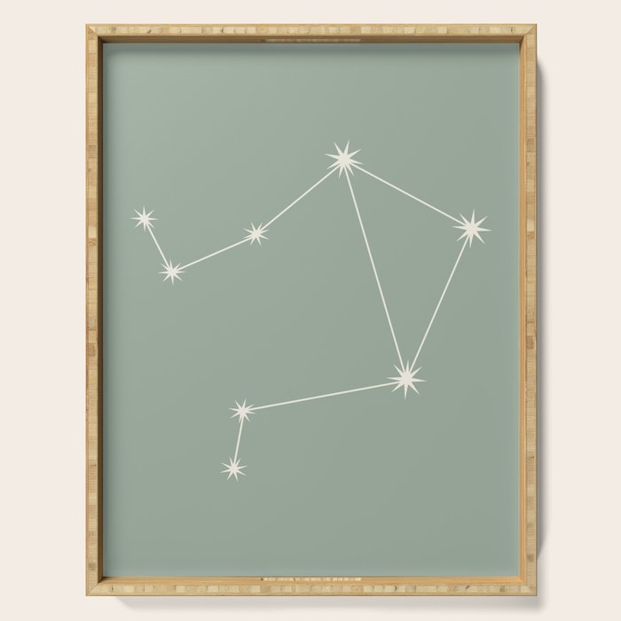 Libra Zodiac Star Constellation Line Art Soft Sage Serving Tray Gallery Image 1