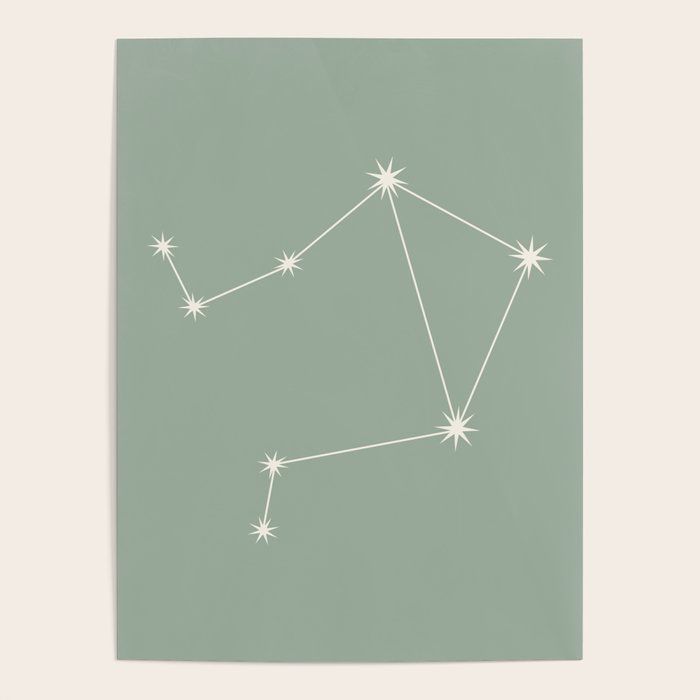 Libra Zodiac Star Constellation Line Art Soft Sage Poster Gallery Image 1