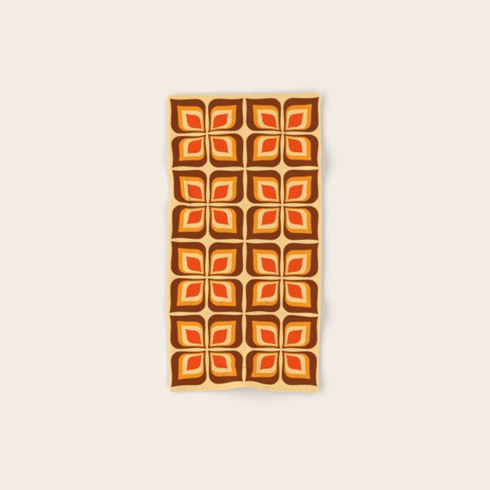 Retro Mid Century Modern Floral Pattern 721 Autumn Bath Towel Gallery Image 1