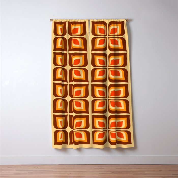 Retro Mid Century Modern Floral Pattern 721 Autumn Window Curtain Gallery Image 3