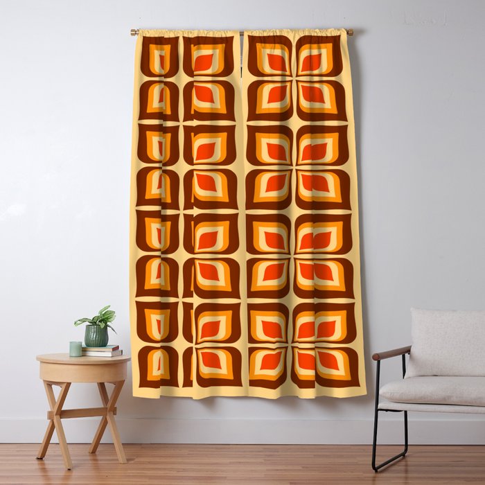 Retro Mid Century Modern Floral Pattern 721 Autumn Window Curtain Gallery Image 1