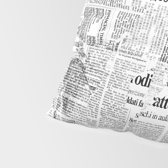 Black And White Collage Of Grunge Newspaper Fragments Pillow Sham Gallery Image 4
