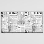 Black And White Collage Of Grunge Newspaper Fragments Desk Mat Gallery Image 3
