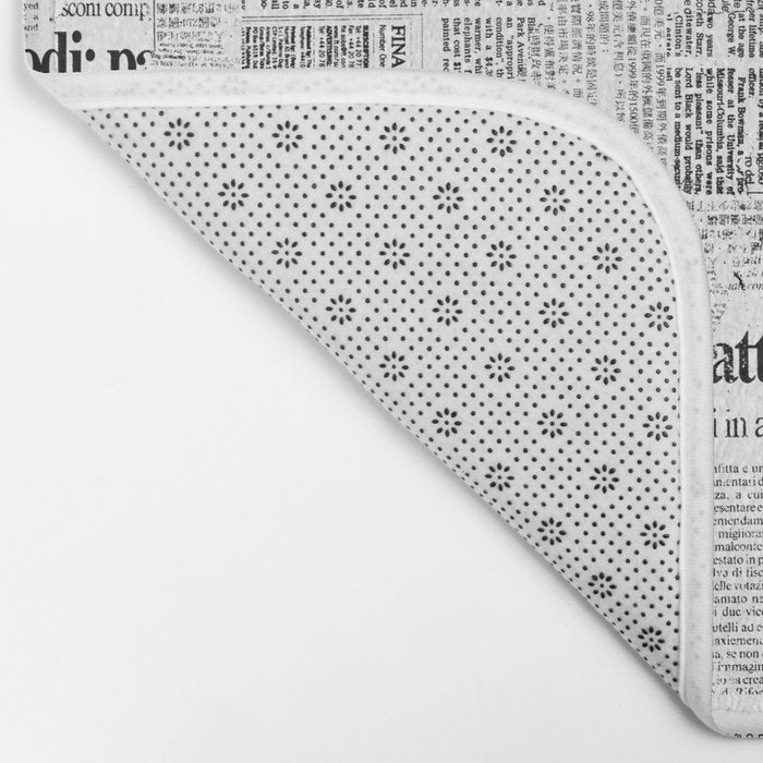 Black And White Collage Of Grunge Newspaper Fragments Bath Mat Gallery Image 2