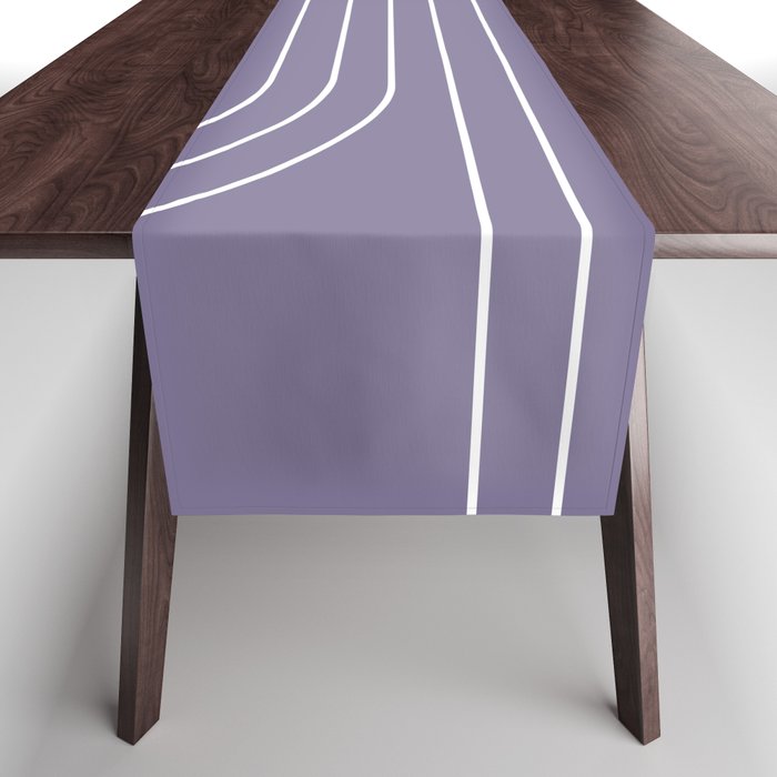 Minimal Line Curvature XXIII Lavender Purple Mid Century Modern Arch Abstract Table Runner Gallery Image 1
