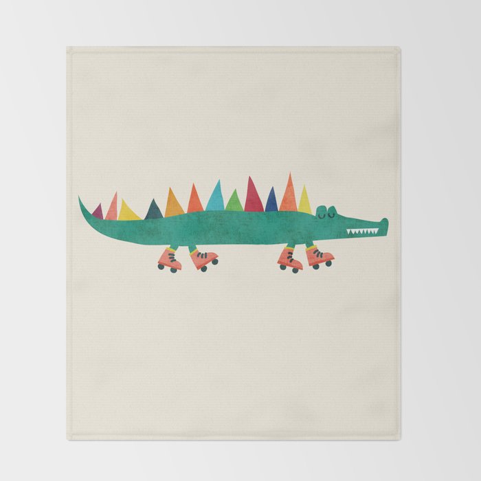 Crocodile on Roller Skates Throw Blanket Gallery Image 2