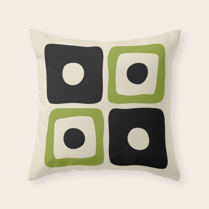 Mid Century Modern Scandinavian Pattern 592 Black and Chartreuse Throw Pillow Gallery Image 6