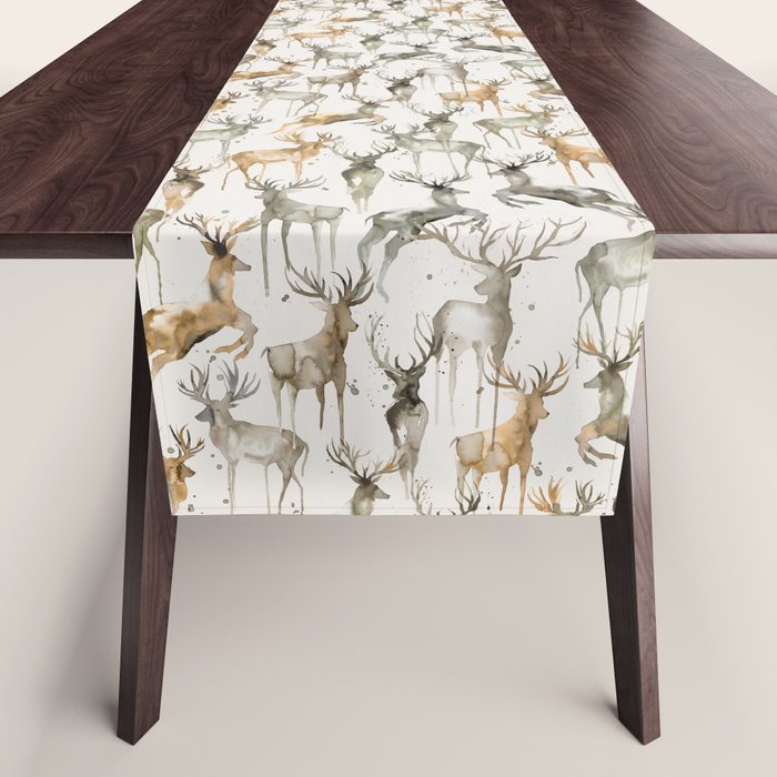 Fall Winter Woodland Deer Animals Table Runner Gallery Image 1