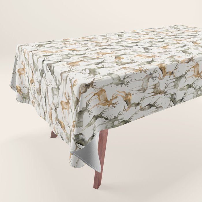 Fall Winter Woodland Deer Animals Tablecloth Gallery Image 1