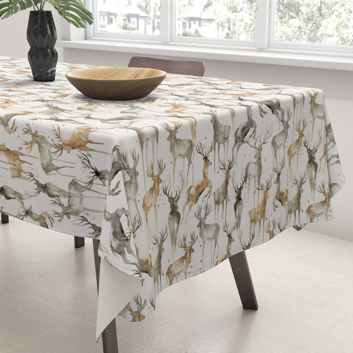 Fall Winter Woodland Deer Animals Tablecloth Gallery Image 3