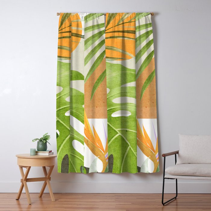 Abstract Art Tropical Leaves 20 Window Curtain Gallery Image 5