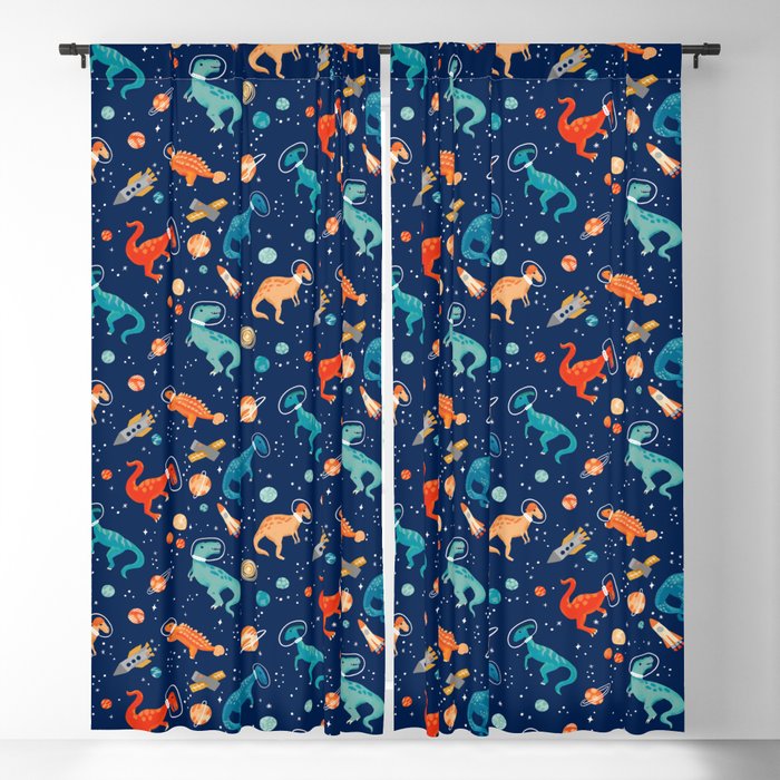 Painted Space Dinosaurs Window Curtain Gallery Image 1