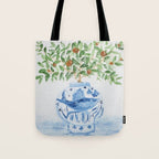 Blue and White Ginger Jar Orange Tree  Tote Bag Gallery Image 1