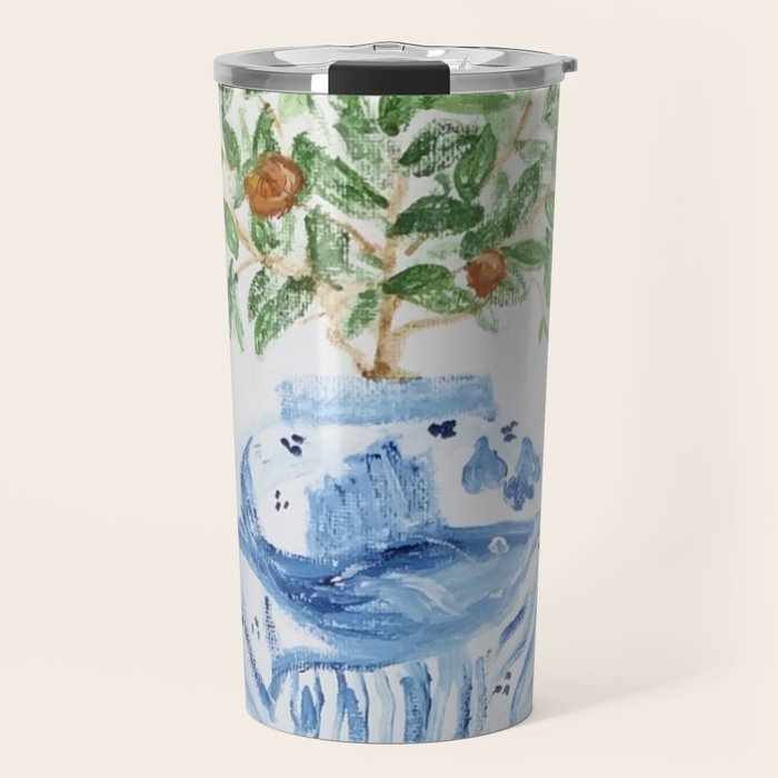 Blue and White Ginger Jar Orange Tree  Travel Mug Gallery Image 1