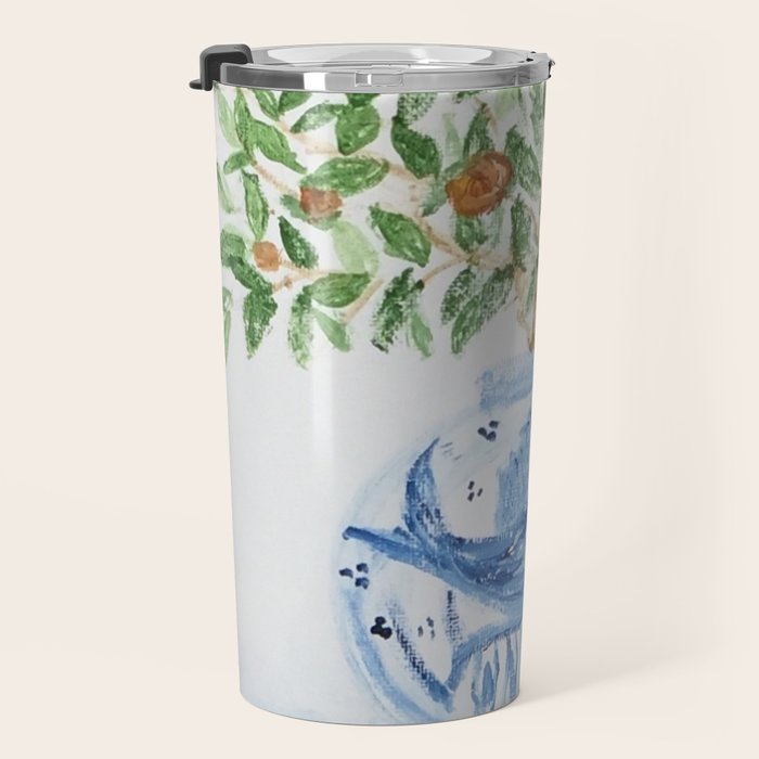 Blue and White Ginger Jar Orange Tree  Travel Mug Gallery Image 3