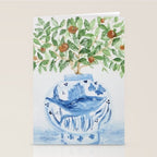Blue and White Ginger Jar Orange Tree  Stationery Card Gallery Image 2