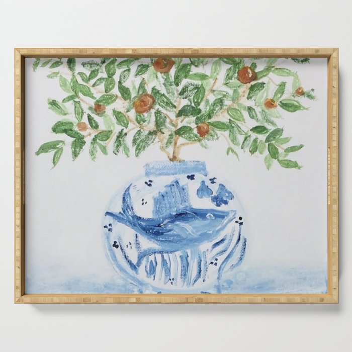 Blue and White Ginger Jar Orange Tree  Serving Tray Gallery Image 1