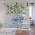Blue and White Ginger Jar Orange Tree  Wall Mural Gallery Image 1