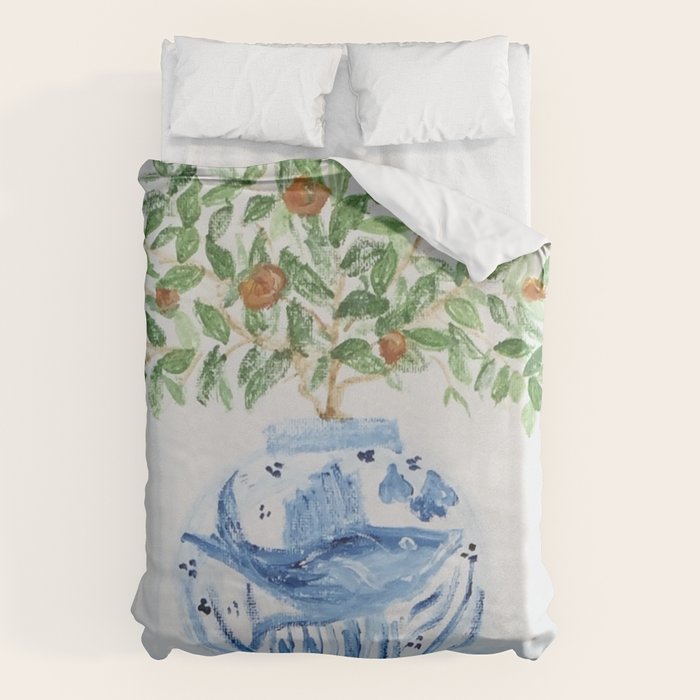 Blue and White Ginger Jar Orange Tree  Duvet Cover Gallery Image 1
