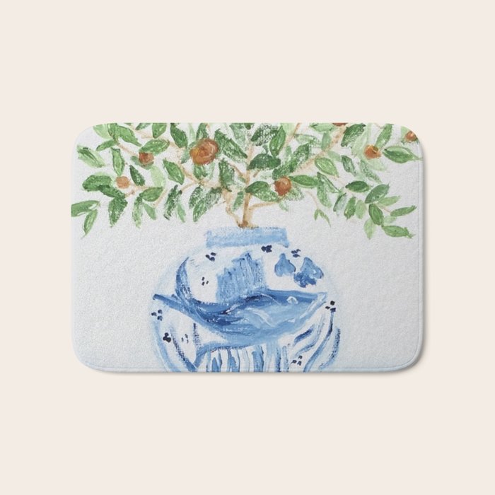 Blue and White Ginger Jar Orange Tree  Bath Mat Gallery Image 1