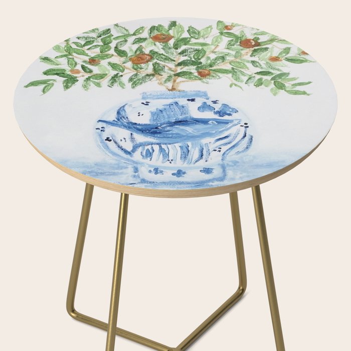 Blue and White Ginger Jar Orange Tree  Side Table Gallery Image 2