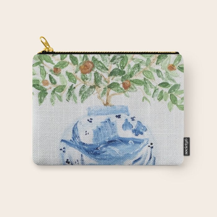Blue and White Ginger Jar Orange Tree  Carry All Pouch Gallery Image 1