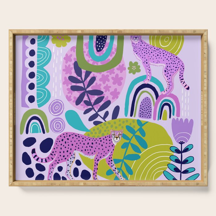 Two Pink Cheetahs Serving Tray Gallery Image 1