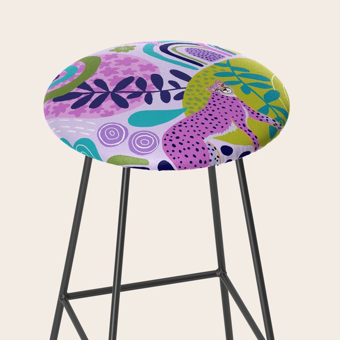 Two Pink Cheetahs Stool Gallery Image 2