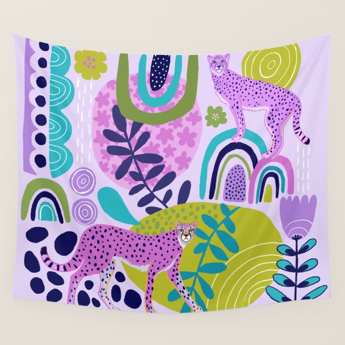 Two Pink Cheetahs Wall Tapestry Gallery Image 1