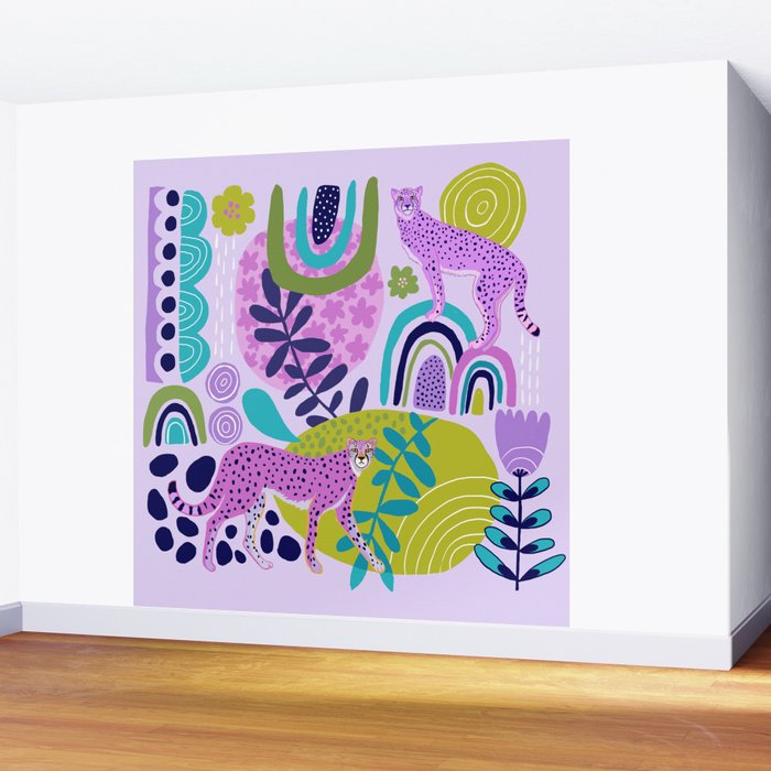 Two Pink Cheetahs Wall Mural Gallery Image 2