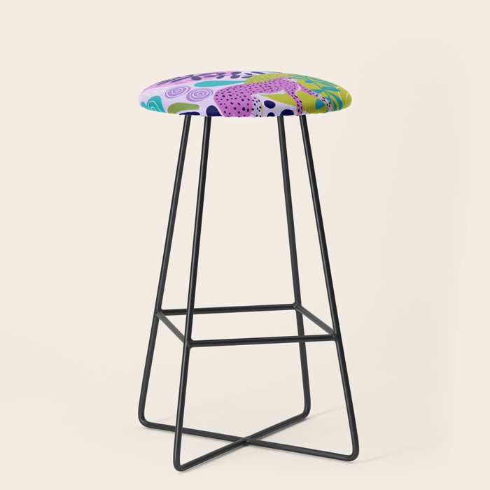 Two Pink Cheetahs Stool Gallery Image 1