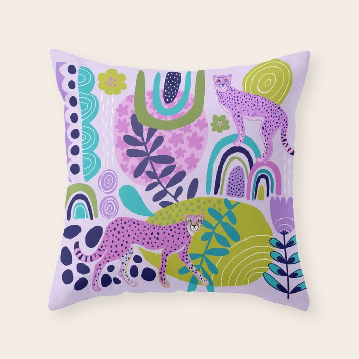 Two Pink Cheetahs Throw Pillow Gallery Image 6