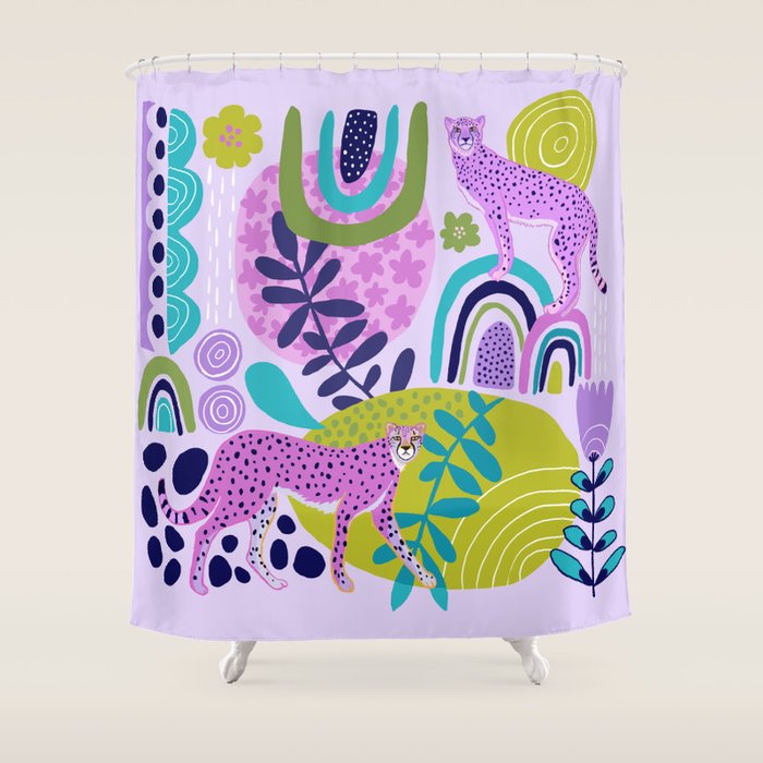 Two Pink Cheetahs Shower Curtain Gallery Image 1