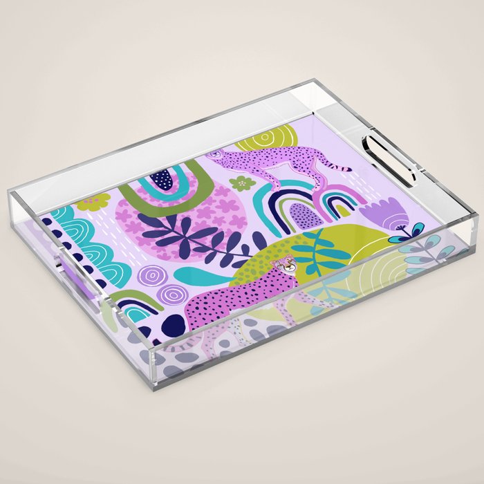 Two Pink Cheetahs Acrylic Tray Gallery Image 1