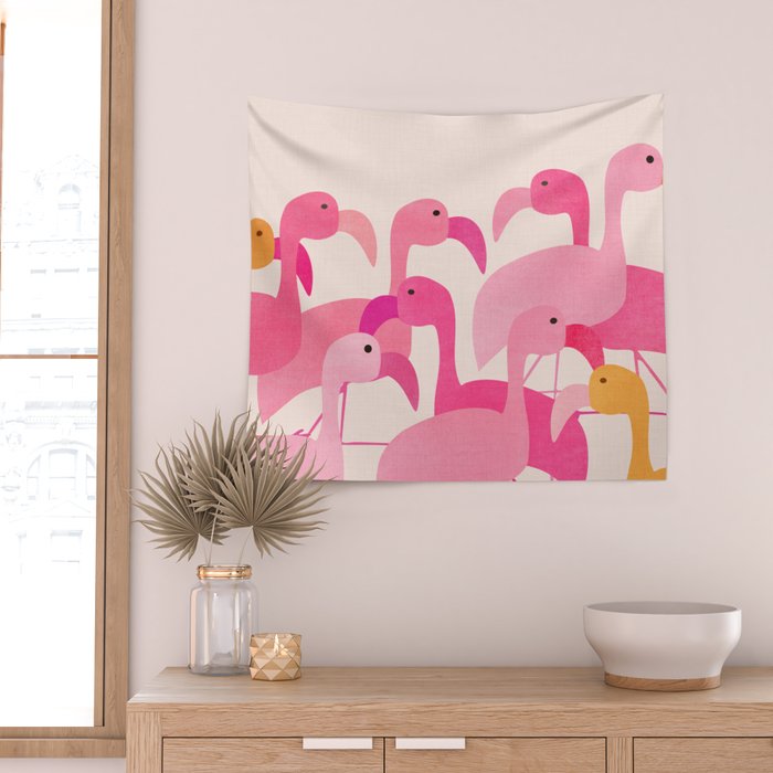 Florida Flamingos Wall Tapestry Gallery Image 2
