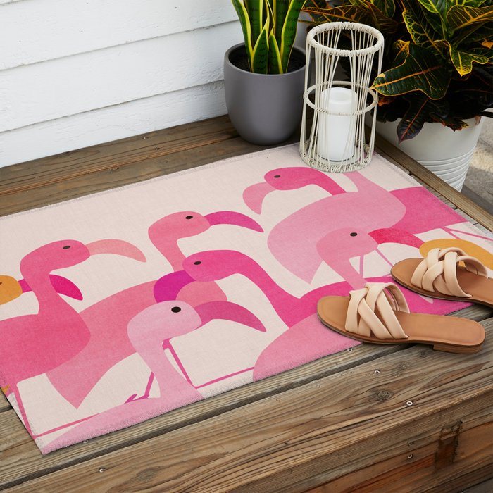 Florida Flamingos Outdoor Rug Gallery Image 2