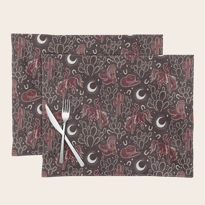 Cowboys and Cacti - manzanita brown Placemat Gallery Image 1