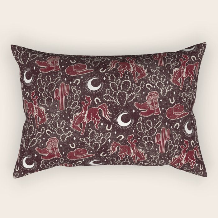 Cowboys and Cacti - manzanita brown Rectangular Pillow Gallery Image 2