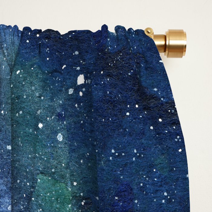 Galaxy Watercolor Aurora Borealis Painting Window Curtain Gallery Image 2