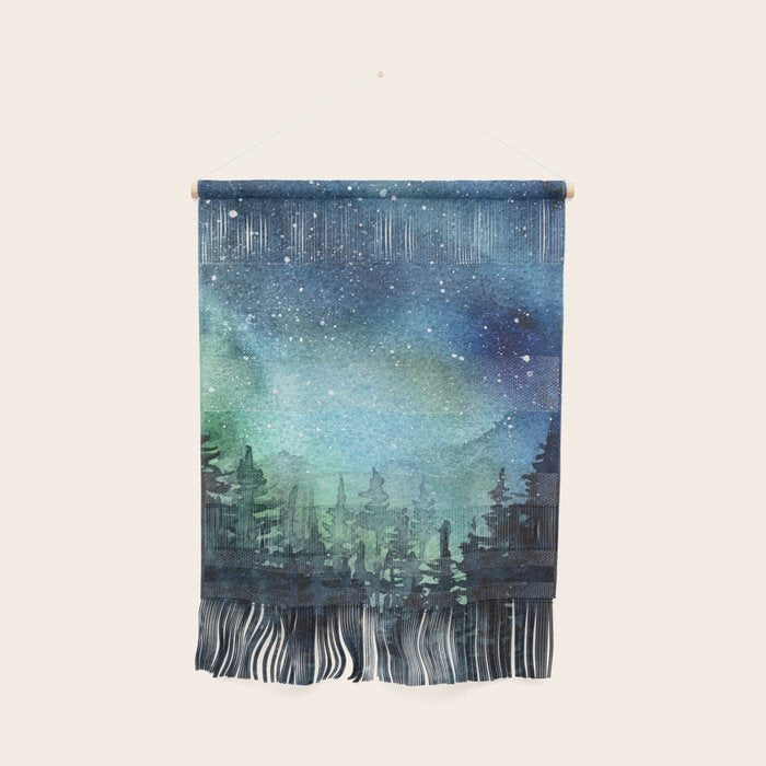 Galaxy Watercolor Aurora Borealis Painting Wall Hanging Gallery Image 1